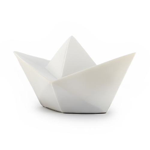 Velador barco origami blanco poliserina c/adap de USB a 220 24,5x13,8x13cm